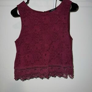 Ambiance Burgundy Lace Crop Top